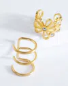 Sterling Forever Sterling Silver Flower Ear Cuff Set Of 2 In Gold
