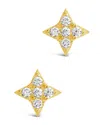 Sterling Forever Sterling Silver Four Pointed Cz Star Stud Earrings In Gold