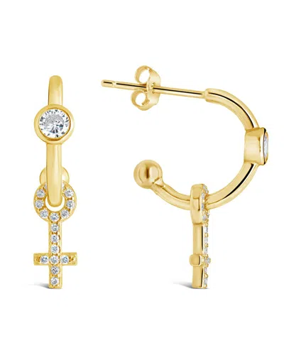 Sterling Forever Sterling Silver Freya Cz Hoop Earrings In Gold