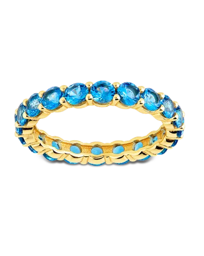 Sterling Forever Sterling Silver Gracie Aquamarine Cz Eternity Ring In Blue