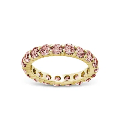 Sterling Forever Sterling Silver Gracie Pink Sapphire Cz Eternity Ring In Gold