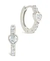 Sterling Forever Sterling Silver Heart Cut Bezel Set Huggie Hoop Earrings In Metallic
