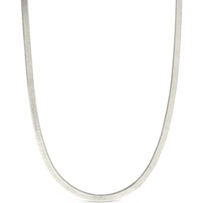 Sterling Forever Sterling Silver Herringbone Chain Necklace In Metallic