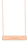 Sterling Forever Inspirational 14k Rose Gold Plated Sterling Silver Bar Pendant Necklace In Gold