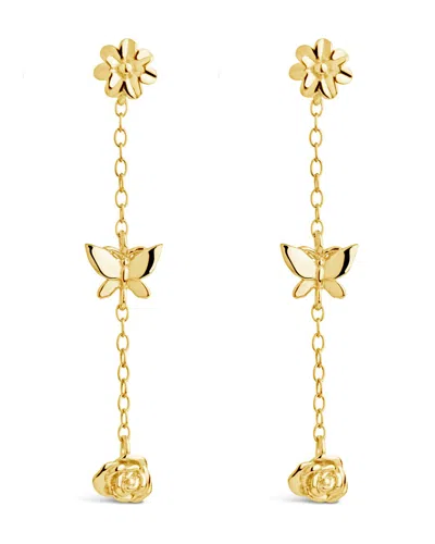Sterling Forever Sterling Silver Into The Garden Drop Earrings In Gold