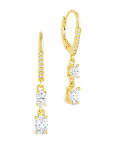 Sterling Forever Sterling Silver Eulalia Emerald Cut Cz French Clip Earrings In Gold
