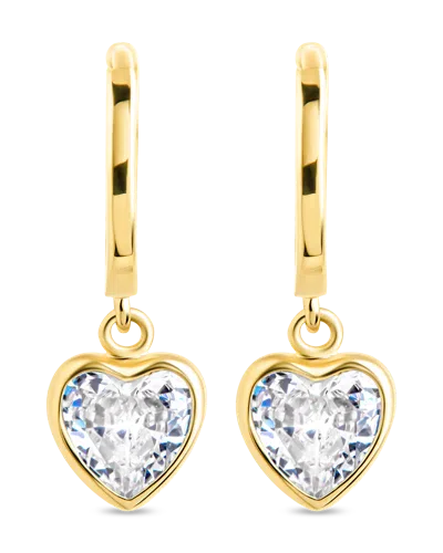 Sterling Forever Sterling Silver Lizzy Cz Heart Drop Earrings In Gold