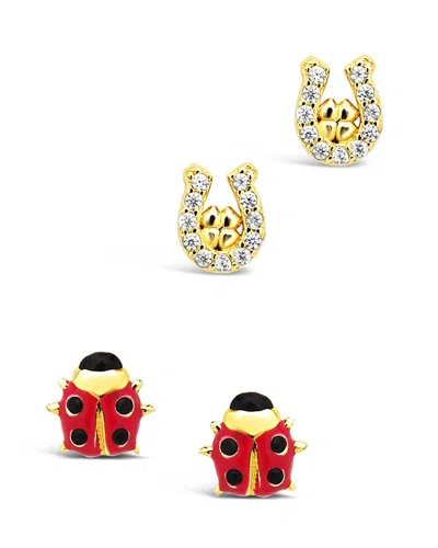 Sterling Forever Sterling Silver Lucky Charm Stud Earring Set Of 2 In Gold
