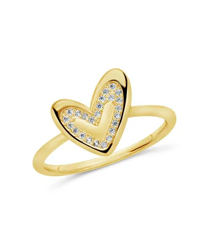 Sterling Forever Sterling Silver Mabel Cz Heart Ring In Gold