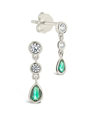 Sterling Forever Sterling Silver Mae Emerald Cz Drop Stud Earrings