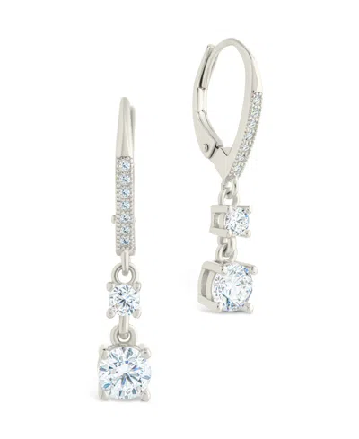 Sterling Forever Sterling Silver Magdalena Brilliant Cut Cz French Clip Earrings In Brown