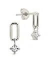 Sterling Forever Sterling Silver Mandy Cz Oval Drop Stud Earrings In Metallic