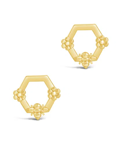 Sterling Forever Sterling Silver Melina Bee Stud Earrings In Gold