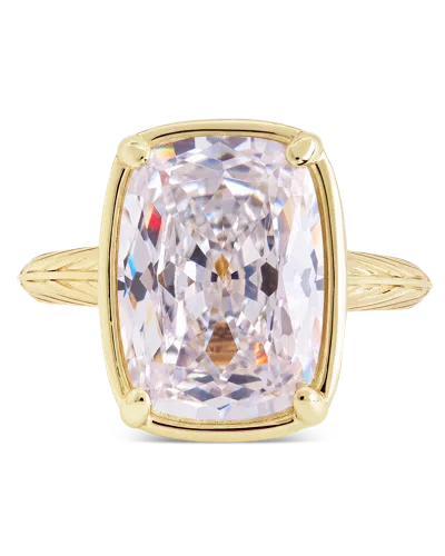 Sterling Forever Sterling Silver Midi Elongated Cushion Ring In Gold