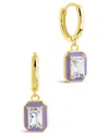 Sterling Forever Sterling Silver Millie Cz & Enamel Charm Hoop Earrings In Gold
