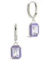 Sterling Forever Sterling Silver Millie Cz & Enamel Charm Hoop Earrings In Silver
