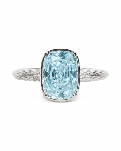Sterling Forever Sterling Silver Mini Aquamarine Elongated Cushion Ring In Blue