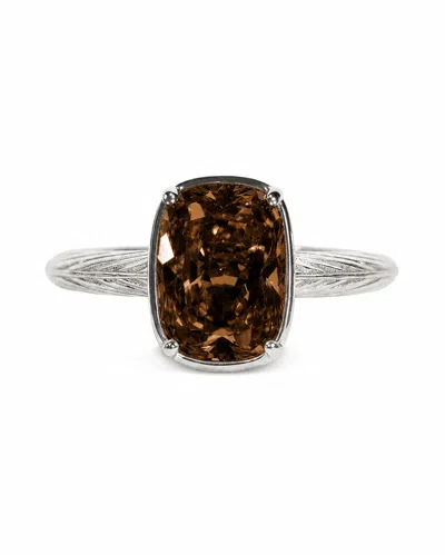 Sterling Forever Sterling Silver Mini Chocolate Elongated Cushion Ring In Brown