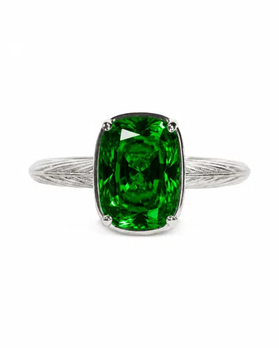 Sterling Forever Sterling Silver Mini Emerald Elongated Cushion Ring In Green