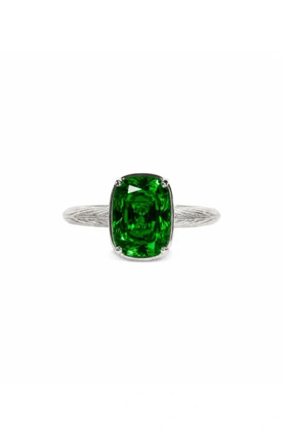 Sterling Forever Sterling Silver Mini Emerald Ring In Metallic