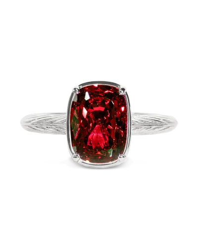Sterling Forever Sterling Silver Mini Garnet Elongated Cushion Ring In Red