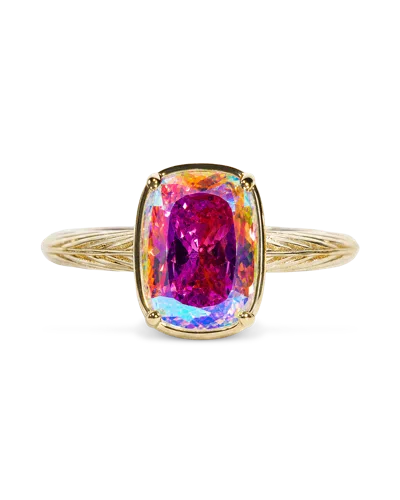 Sterling Forever Sterling Silver Mini Iridescent Elongated Cushion Ring In Gold