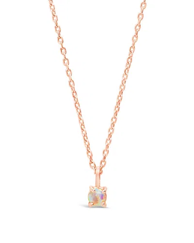 Sterling Forever Sterling Silver Mini Opal Pendant Necklace In Metallic