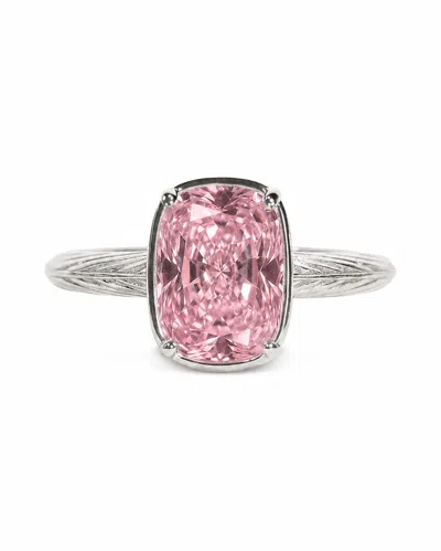 Sterling Forever Sterling Silver Mini Pink Sapphire Cushion Ring In Metallic