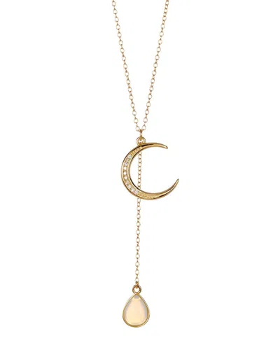Sterling Forever Sterling Silver Moonstone Crescent Necklace In White