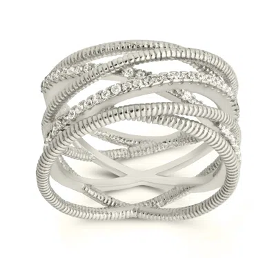 Sterling Forever Sterling Silver Multi Band & Cz Ring