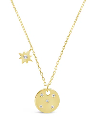 Sterling Forever Sterling Silver Northern Star Disk & Burst Necklace In Gold