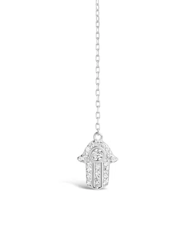 Sterling Forever Sterling Silver Pave Cz Hamsa Y-drop Necklace