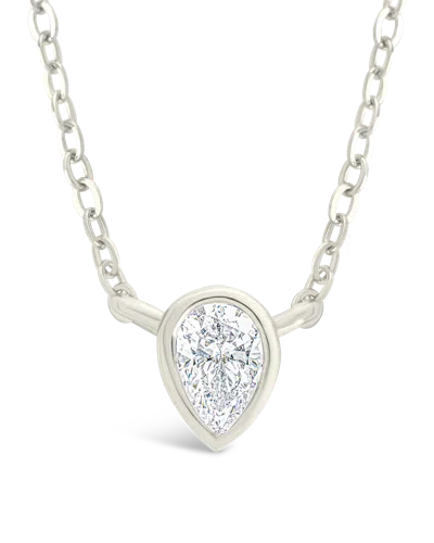 Sterling Forever Sterling Silver Pear Bezel Set Pendant In Metallic