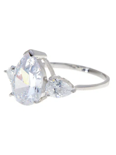 Sterling Forever Sterling Silver Pear Cut Cz Diamond Ring In Gold