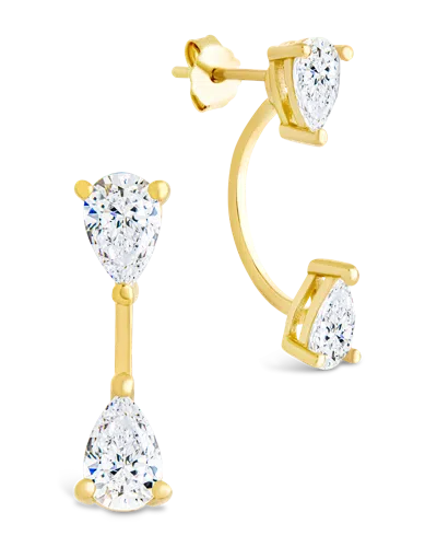 Sterling Forever Sterling Silver Pear Cut Duo Jackets In Gold