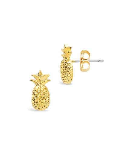 Sterling Forever Sterling Silver Pineapple Stud Earrings In Gold