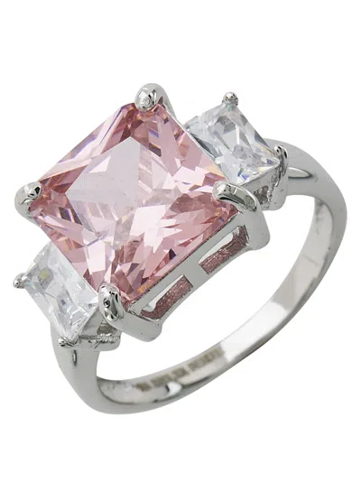 Sterling Forever Sterling Silver Pink Cz Cocktail Ring