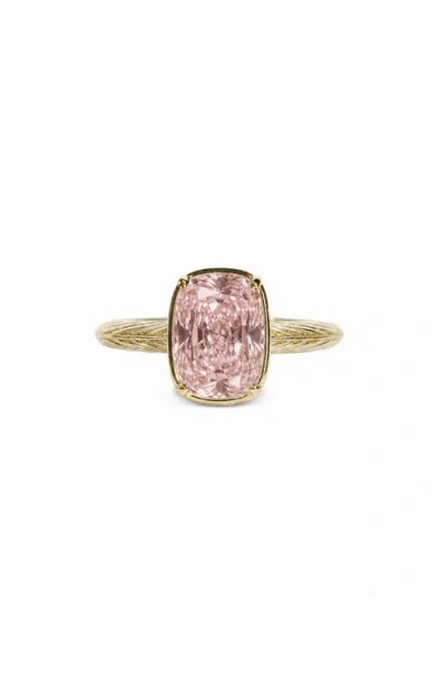 Sterling Forever Sterling Silver Mini Pink Sapphire Cushion Ring In Gold