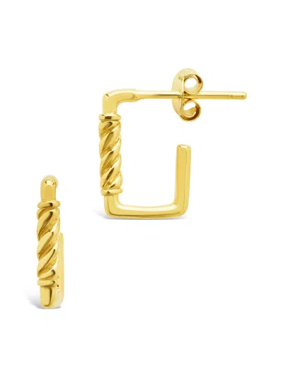 Sterling Forever Sterling Silver Polished Rectangular Carabiner Stud Hoop Earrings In Gold