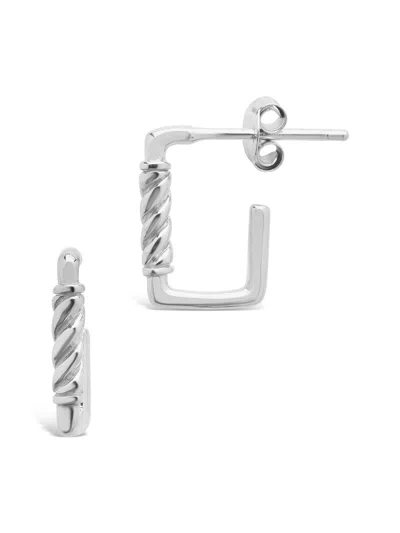 Sterling Forever Sterling Silver Polished Rectangular Carabiner Stud Hoop Earrings