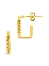Sterling Forever Sterling Silver Polished Rectangular Carabiner Stud Hoop Earrings In Gold