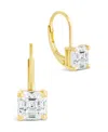 Sterling Forever Sterling Silver Princess Cut French Clip Earrings In Gold