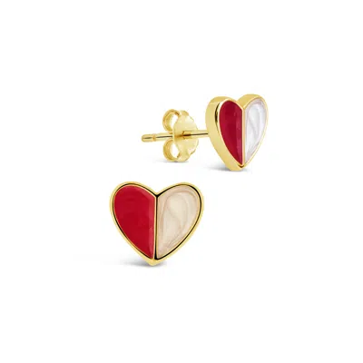 Sterling Forever Sterling Silver Queen Of Hearts Stud Earrings In Gold