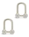 Sterling Forever Sterling Silver Ramzee Cz Stirrup Chain Stud Earrings In Metallic
