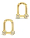 Sterling Forever Sterling Silver Ramzee Cz Stirrup Chain Stud Earrings In Gold