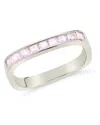 Sterling Forever Sterling Silver Rectangular Band Ring With Cz Accent In Metallic