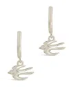 Sterling Forever Sterling Silver Rhea Cz Charm Micro Hoop Earrings In Silver