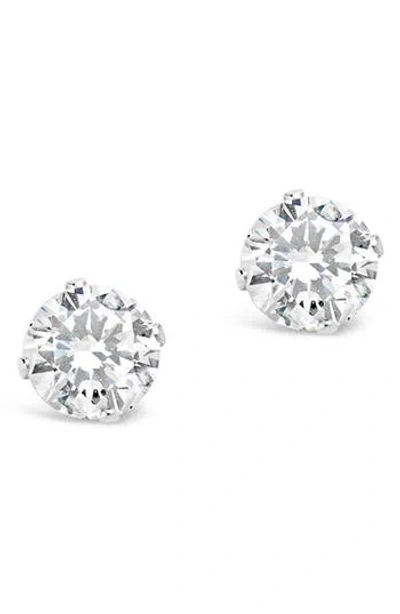 Sterling Forever Sterling Silver Round Cubic Zirconia Stud Earrings In Metallic