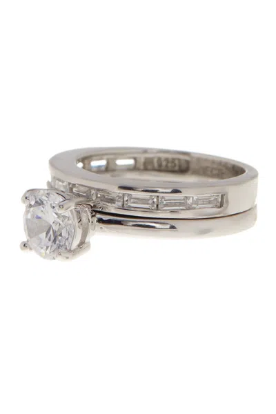 Sterling Forever Sterling Silver Round Cz Solitaire Ring Set Of 2 In Metallic