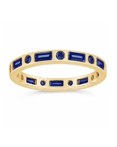 Sterling Forever Sterling Silver Sapphire Cz Ethel Ring In Gold